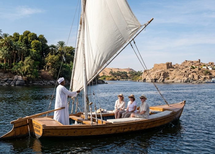 Private Felucca Tour Aswan near Sahel Island Nubian village